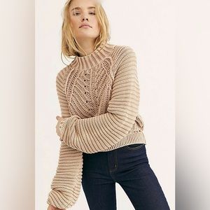 NWOT Free People Sweetheart Sweater in Tan Size Small